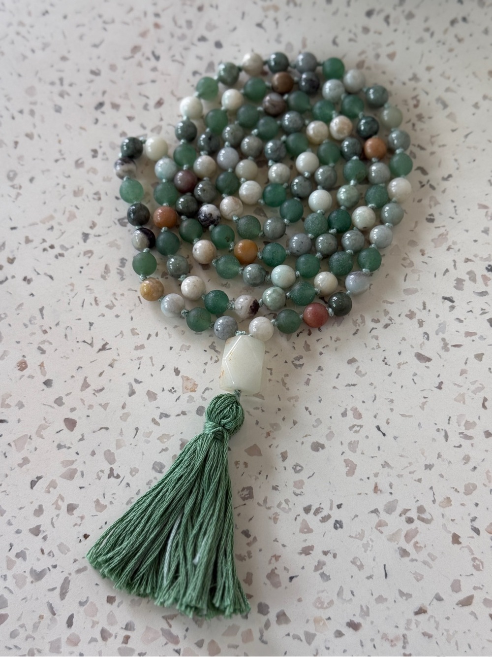 Harmony & Abundance Mala Handmade Green Adventurine Burma Jade Amazonite Crystal